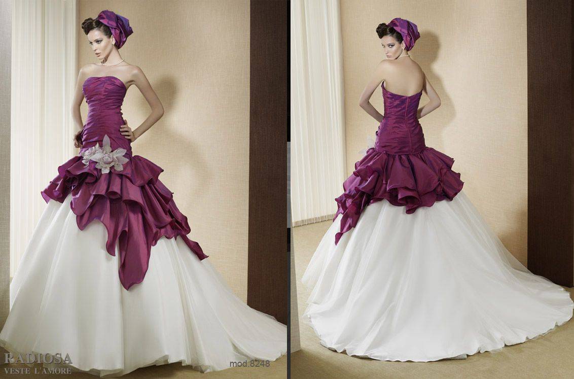 Цветные свадебные платья — оригинально и стильно