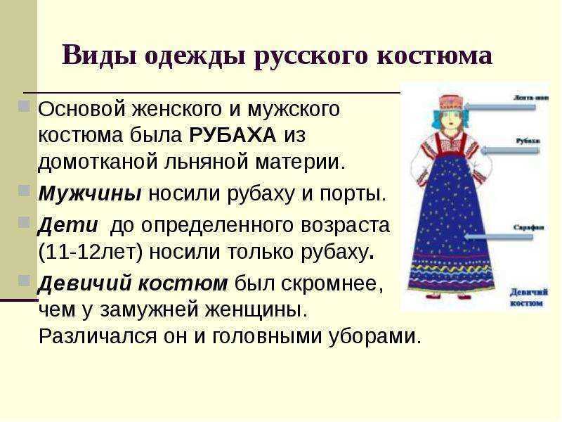 Русские народные костюмы с описанием